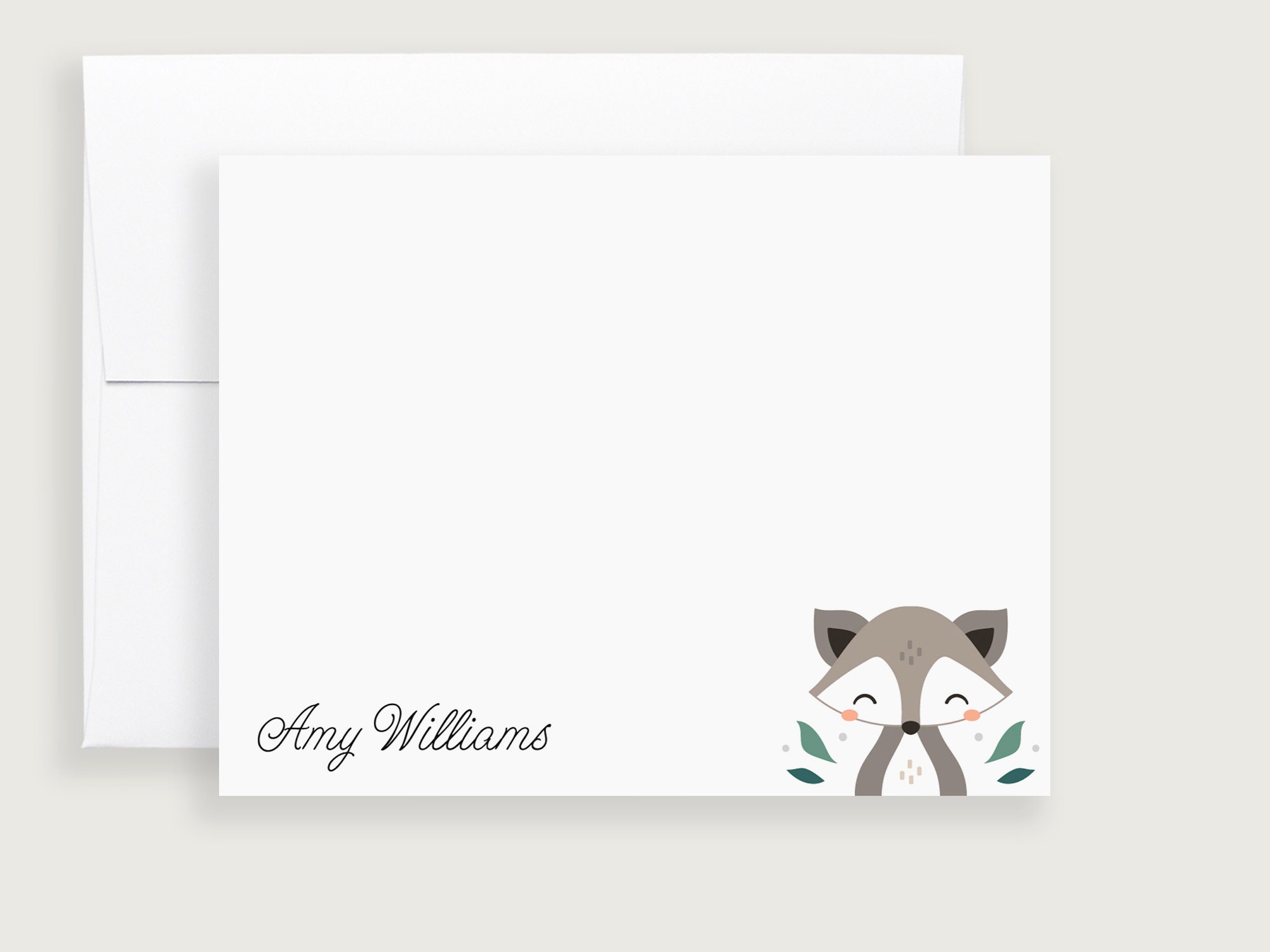 Raccoon Note Cards Animal Note Card Animal Stationery Kids Etsy