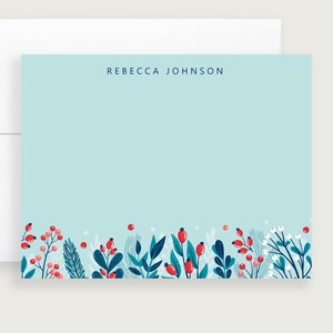 Winter Notecards, Blue Floral Stationary Set, Winter Stationery and Envelopes Set, Sold in Sets of 10, Design #139