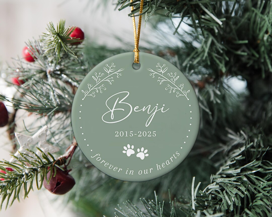 Personalized Pet Memorial Ornament, Ceramic Paw Print, Forever in Our ...