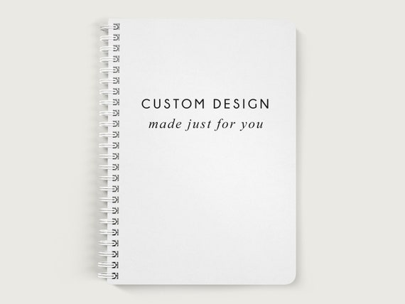 Custom Notebook with Logo, Custom Notebook Cover, Lined or Unlined Spiral Soft Cover Spiral Book