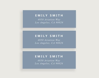 Dusty Blue Address Labels, Simple Address Labels, Modern Address Label Sticker, Design #104