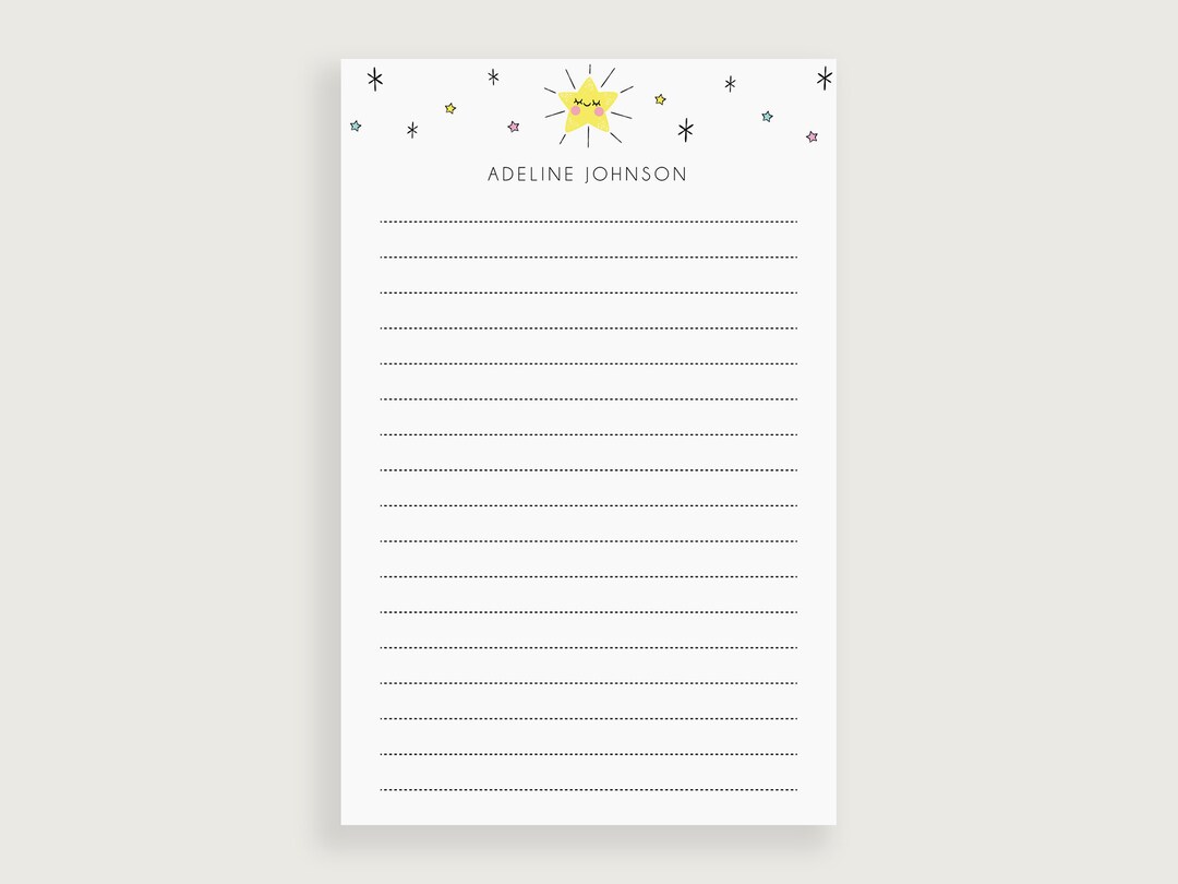Personalized Note Pad Set, Sun Notepad, Star Stationary, Design #88 - Etsy
