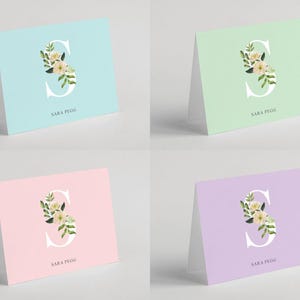 Tarjetas de papelería con iniciales, papelería con nombre, tarjetas de notas con monograma, tarjetas con sobres, tarjetas de felicitación plegables. Se venden en juegos de 10 unidades. Diseño n.° 110. imagen 5