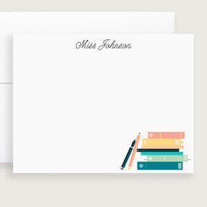 Book Note Card, Books Note Cards, Personalized Note Cards for Women, Sold in Sets of 10, Design #62