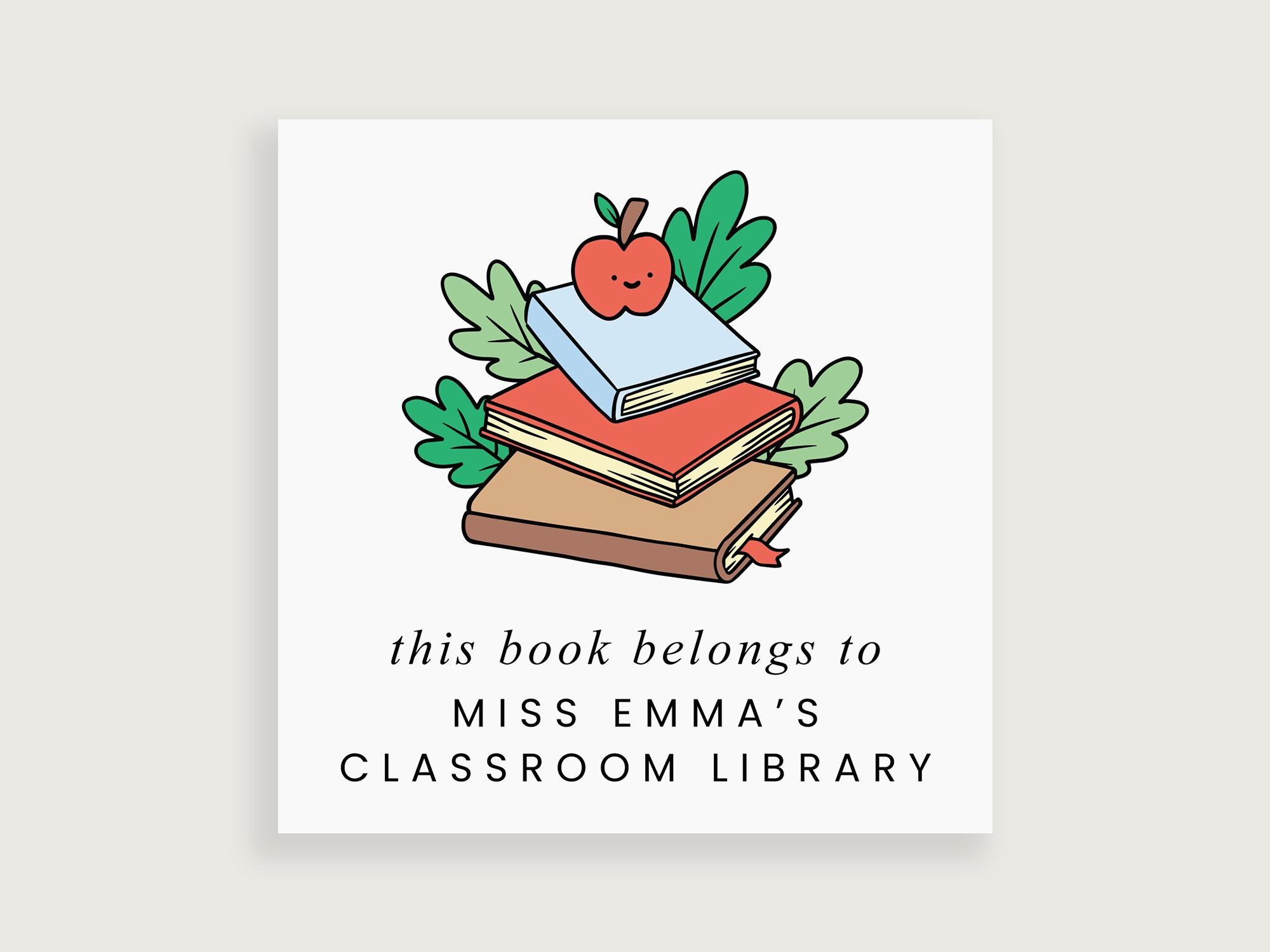 Personalized Classroom Bookplate Stickers, Custom Teacher Library ...