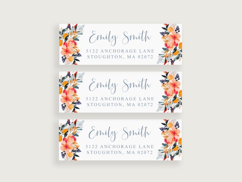 Address Labels Flowers Return Address Label Sticker Flower Etsy