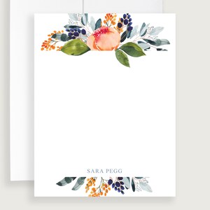 Personalized Stationery for Women, Floral Note Cards with Envelopes, Sold in Sets of 10, Design #111