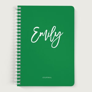 Personalized Journal Cover, Green Notebook, Lined or Unlined Spiral Soft Cover Spiral Book, Design #106