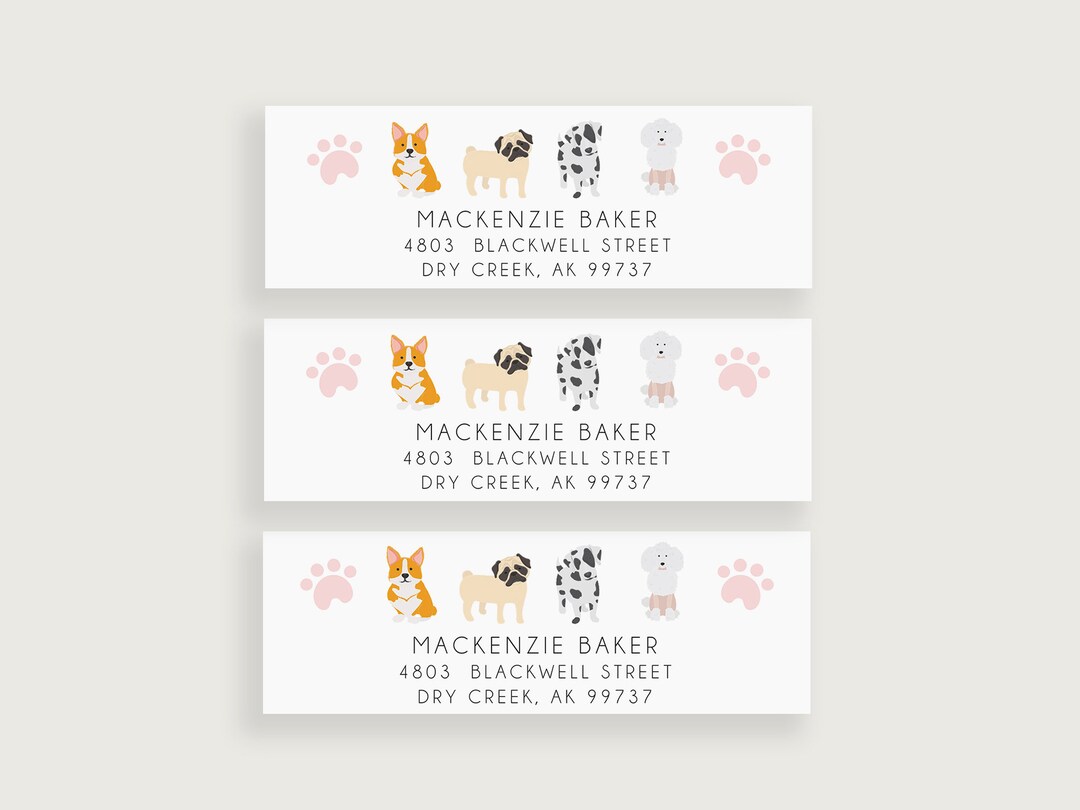 Mailing Labels Dogs Dog Address Labels for Girls, Kid Address Labels, Dog Stickers, Puppy ...