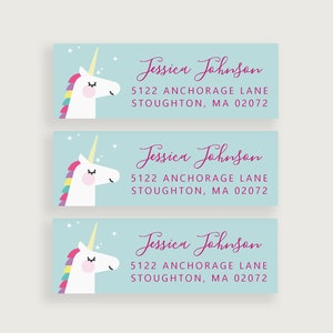 Address Labels Unicorns, Personalized Address Labels Kids, Return Stickers, Design #5