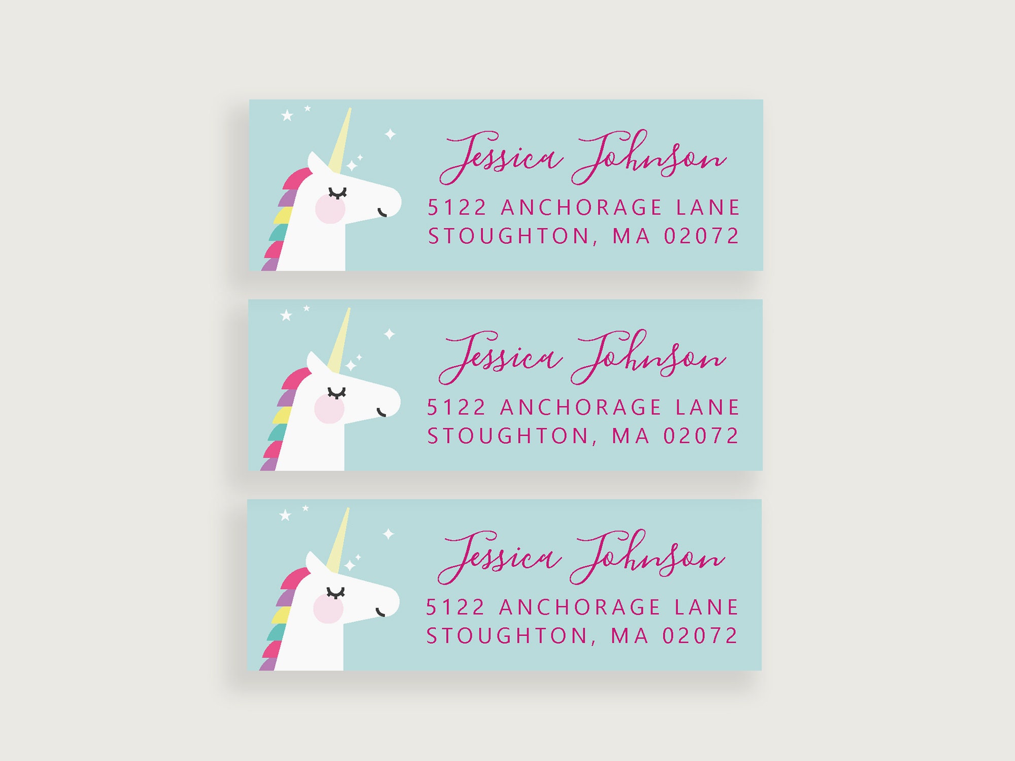 Address Labels Unicorns Personalized Address Labels Kids Etsy