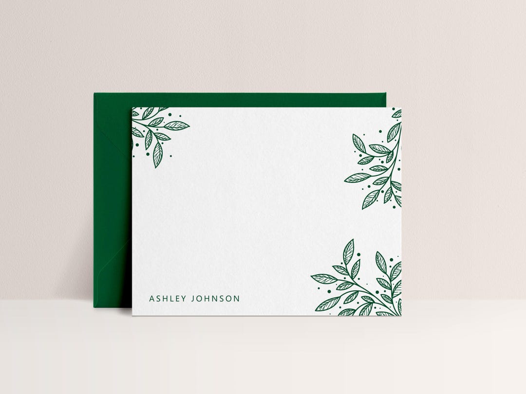 Greenery Note Card, Botanical Notecards, Note Cards Personalized, Sold ...