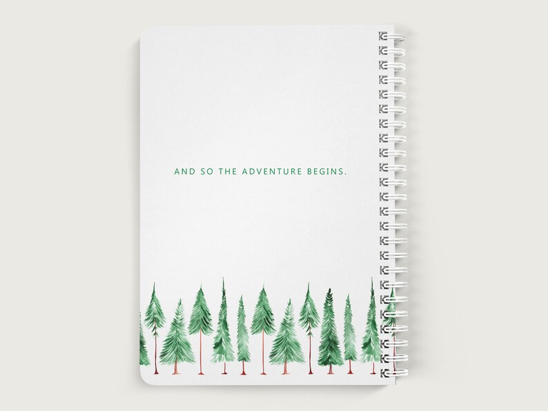 Personalized Journal for Him, Pine Tree Notebook Spiral, Lined or Unlined Spiral Soft Cover Spiral Book, Design #2 image 2