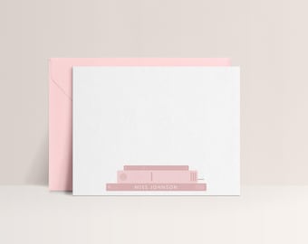 Book Note Card, Book Notecards, Personalized Stationery Set, Sold in Sets of 10, Design #63