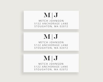 Monogram Address Labels Men, Return Address Labels for Business, Address Label Modern, Design #39