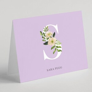 Tarjetas de papelería con iniciales, papelería con nombre, tarjetas de notas con monograma, tarjetas con sobres, tarjetas de felicitación plegables. Se venden en juegos de 10 unidades. Diseño n.° 110. imagen 9
