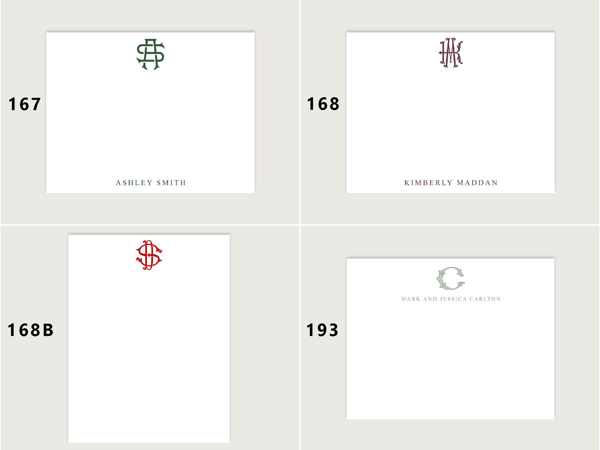 Custom Monogram Stationery Set, Personalized Minimal Flat Note Cards ...