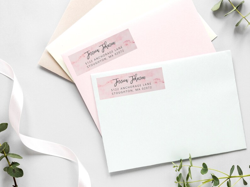 Pink Marble Labels, Personalized Pink Address Labels Stickers, Design ...
