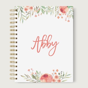 Grid Notebook Spiral, Personalized Dot Journal, Lined Blank or Dotted Spiral Hardcover Notebook, Design #25