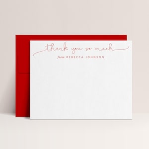 Minimal Thank You Note Cards Personalized | Thank You Stationery | Color Choices Available | Set of 10 Flat Cards and Envelopes | Design #20