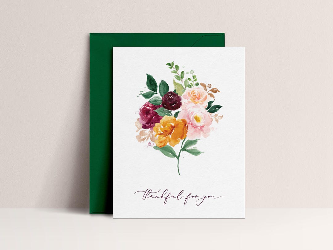 Floral Thank You Cards With Envelopes, Watercolor Thank You Cards ...