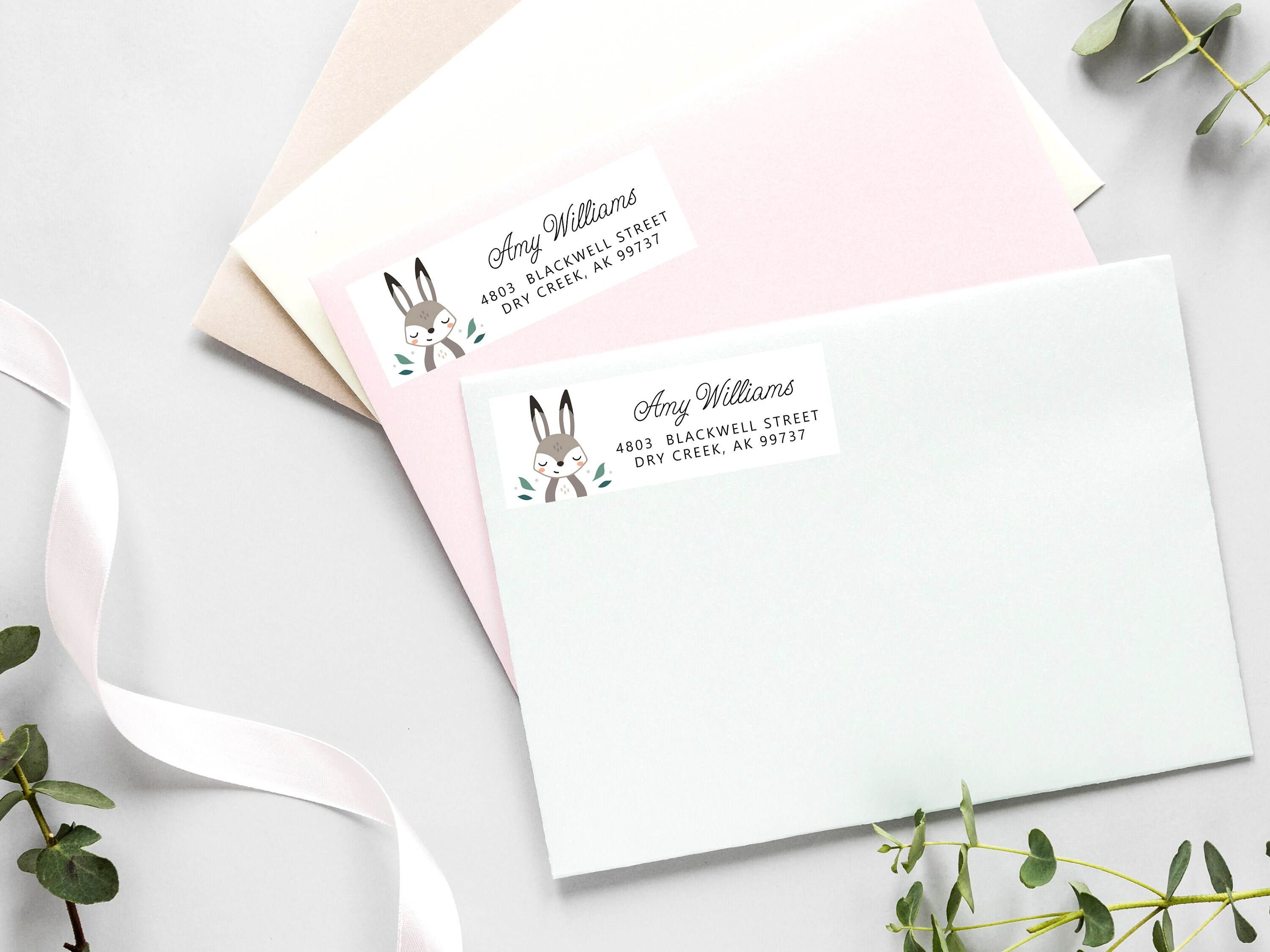 Rabbit Address Label Animals Personalized Address Labels Etsy