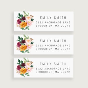 Floral Bouquet Personalized Address Stickers, Custom Address Label Stickers, Address Sticker Label, Design #45