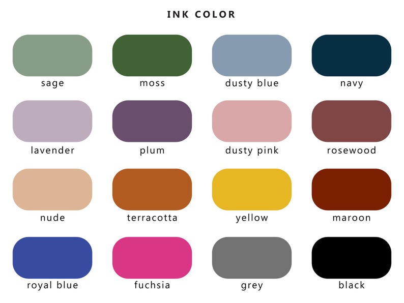 a color chart with different shades of ink