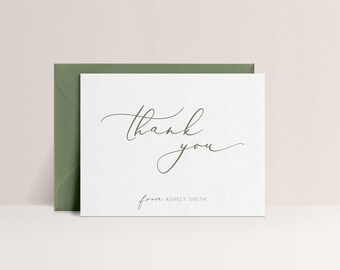 Folded Thank You Cards Customizable, Thank You Note Cards, Folded Greeting Cards Sold in Sets of 10, Design #130