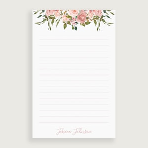 Personalized Stationary Notepad, Personalized Notepad with Florals, Personalized Writing Paper, Design #44