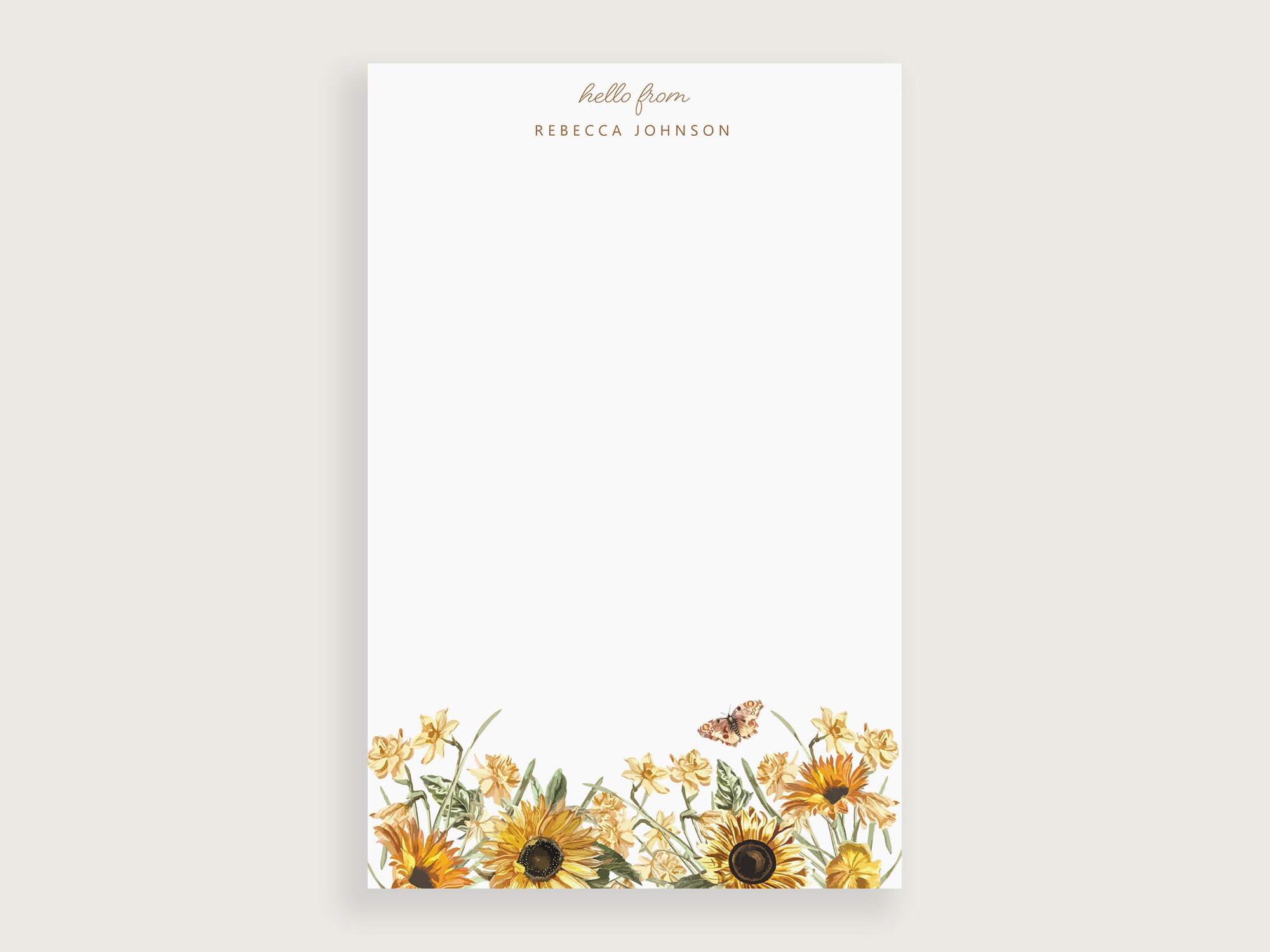 Personalized Sunflower Notepad Custom, Sunflower Note Pad, Lined ...