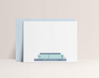 Book Note Card, Book Notecards, Personalized Stationery Set, Sold in Sets of 10, Design #63