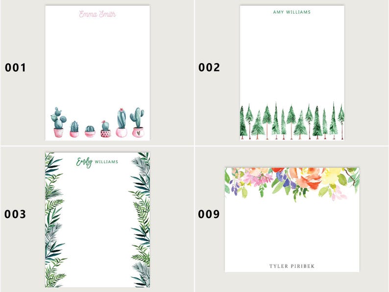 Personalized Note Cards for Her, Women Floral Stationery, Set of 10 ...