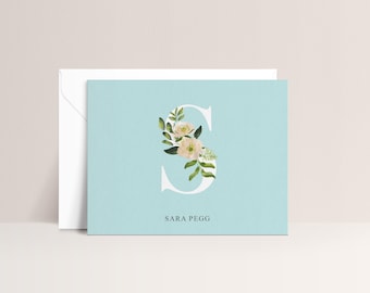 Initial Stationary Cards, Name Stationery, Monogram Notecards, Cards with Envelopes, Folded Greeting Cards Sold in Sets of 10, Design #110