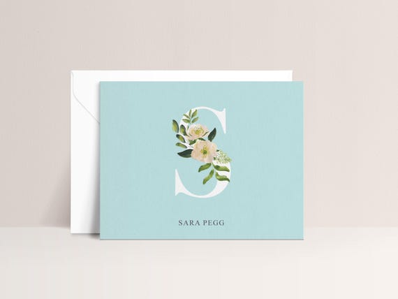 Initial Stationary Cards, Name Stationery, Monogram Notecards, Cards with Envelopes, Folded Greeting Cards Sold in Sets of 10, Design #110