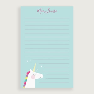 Unicorn Notepad Personalized, Unicorn Stationery, Unicorn Stationary Custom, Kids Notepad for Girl, Design #5