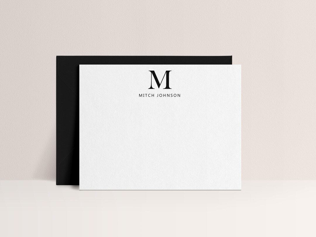 Personalized Monogram Notecards Set With Envelopes, Initial Stationery ...