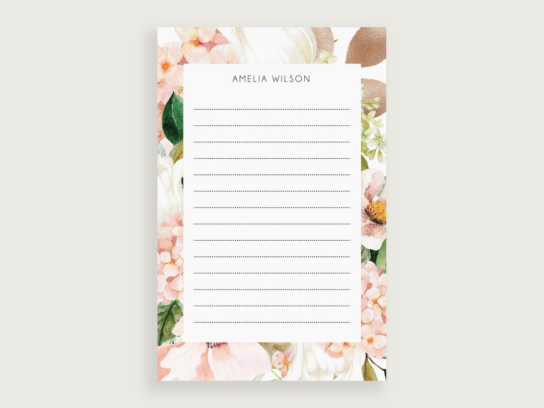 Personalized Notepad Floral, Pink Notepad, Stationery Letter Set Floral ...