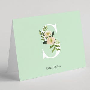 Tarjetas de papelería con iniciales, papelería con nombre, tarjetas de notas con monograma, tarjetas con sobres, tarjetas de felicitación plegables. Se venden en juegos de 10 unidades. Diseño n.° 110. imagen 7