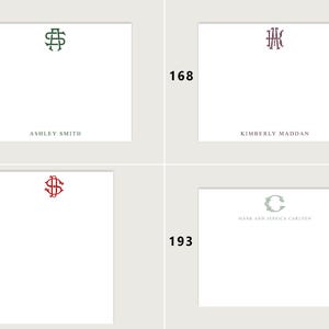 Custom Monogram Stationery Set, Personalized Minimal Flat Note Cards ...