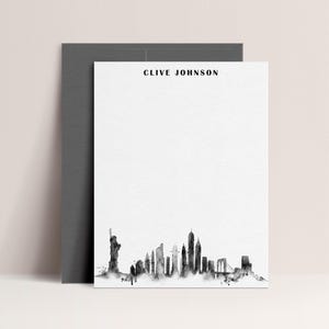 New York City Skyline Stationery Set | NYC Note Card | Color Choices Available | Set of 10 Flat Cards and Envelopes | Design #101