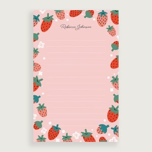 Strawberry Notepad, Strawberry Stationary Set, Pink Notepad, Design #147