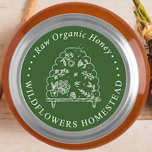 Raw Organic Honey Label Sticker | Jam Jar Packaging Stickers | Honey Jar Favor | Color Choices Available | 2 INCHES | SKU: LS007