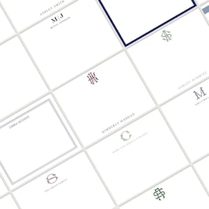 Custom Monogram Stationery Set, Personalized Minimal Flat Note Cards, Professionals, Business, Men and Women