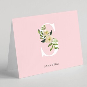 Tarjetas de papelería con iniciales, papelería con nombre, tarjetas de notas con monograma, tarjetas con sobres, tarjetas de felicitación plegables. Se venden en juegos de 10 unidades. Diseño n.° 110. imagen 8