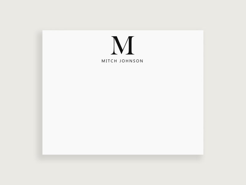 Monogram Note Cards With Envelopes Initial Notecards Initial Etsy