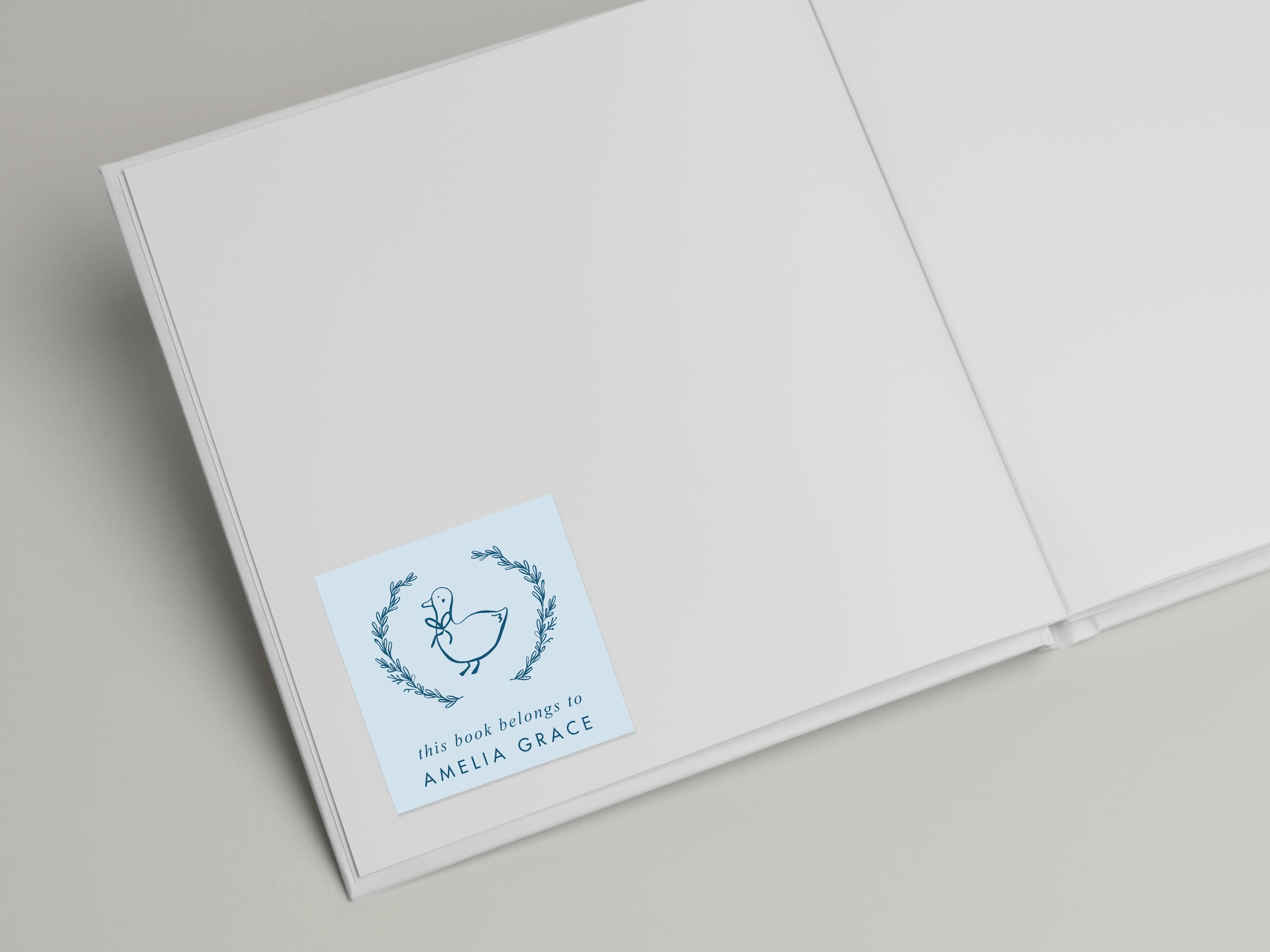 Baby Bookplate Stickers – Personalized Blue Nursery Library Labels With ...