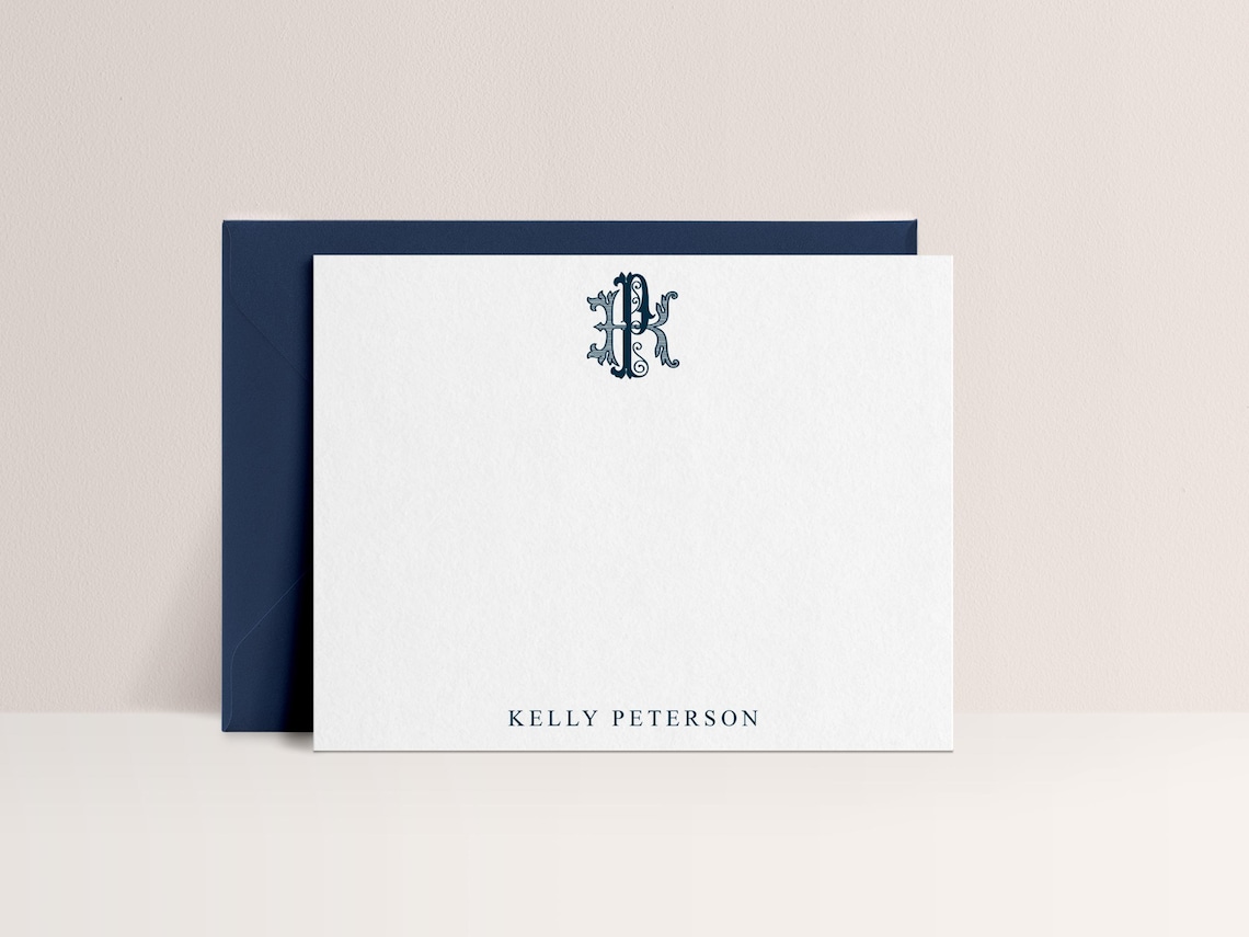 Monogrammed Note Cards, Personalized Monogram Stationery With Envelopes ...