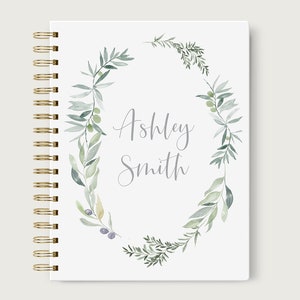 Olive Notebook, Hardcover Dotted Notebook, Journal Grid, Lined Blank or Dotted Spiral Hardcover Notebook, Design #47