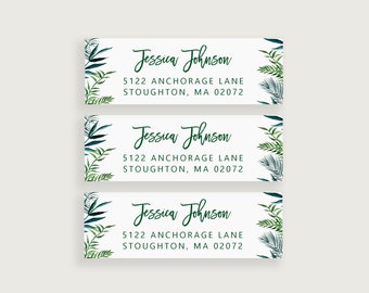 Tropical Address Labels Palm Tree, Personalized Address Labels Tropical, Design #3